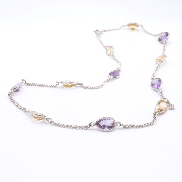 Amethyst & Citrine Silver Necklace