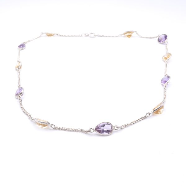 Amethyst & Citrine Silver Necklace - Image 3