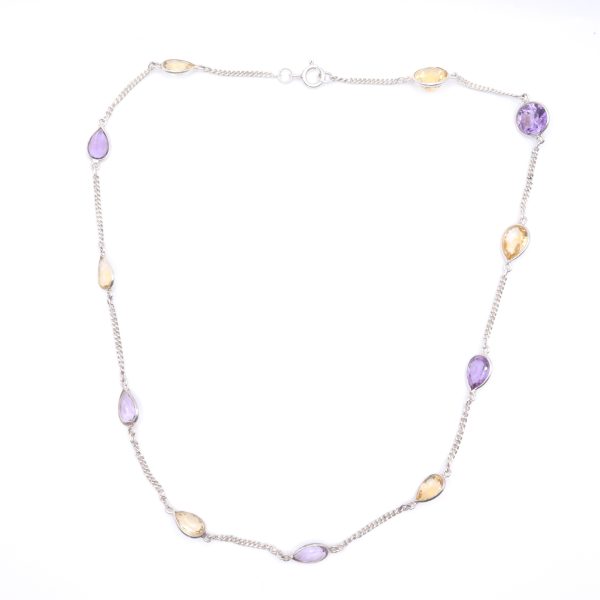 Amethyst & Citrine Silver Necklace - Image 2