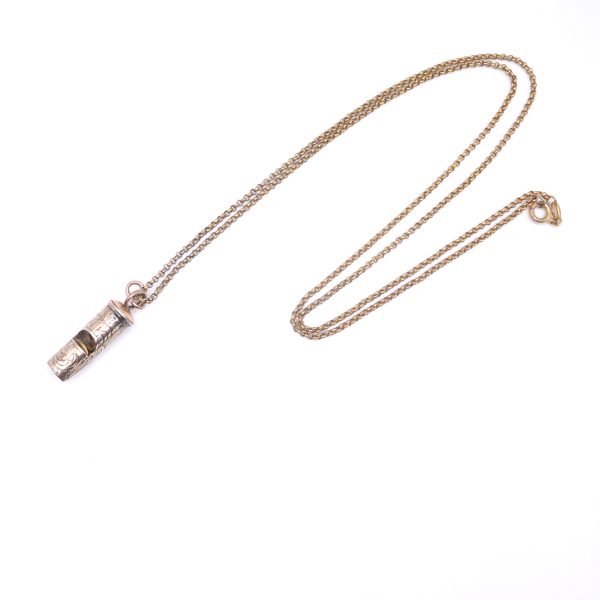 Victorian Victorian Engraved Gilt Whistle & Chain - Image 2