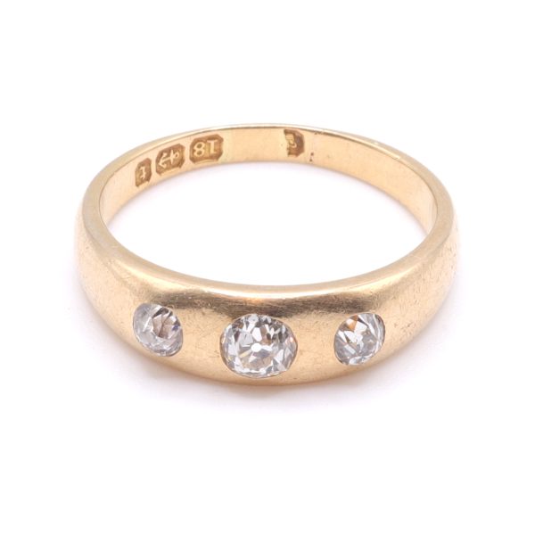 Victorian Diamond Three Stone Gypsy Ring