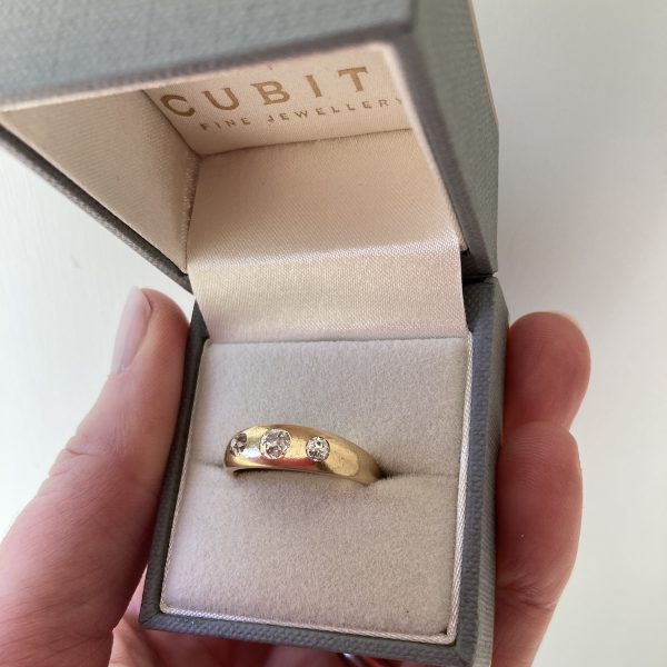 Victorian Diamond Three Stone Gypsy Ring - Image 5