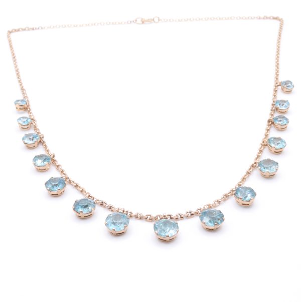 Art Deco Blue Zircon Fringe Necklace - Image 2