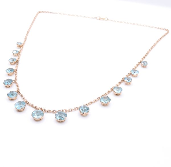 Art Deco Blue Zircon Fringe Necklace - Image 3