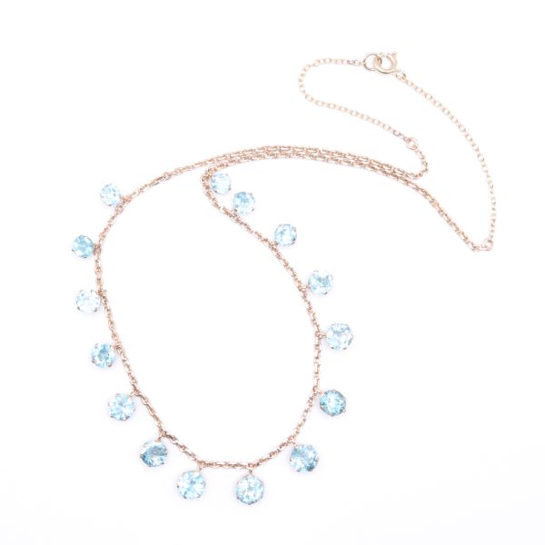 Art Deco Blue Zircon Fringe Necklace - Image 4