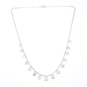 Art Deco Blue Zircon Fringe Necklace