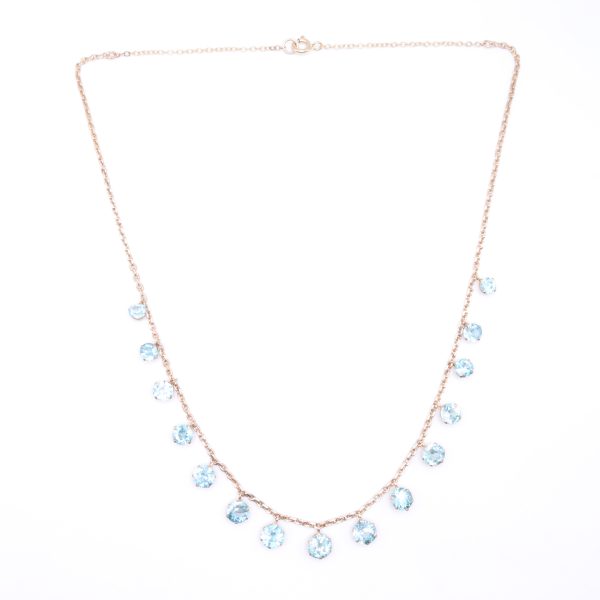 Art Deco Blue Zircon Fringe Necklace