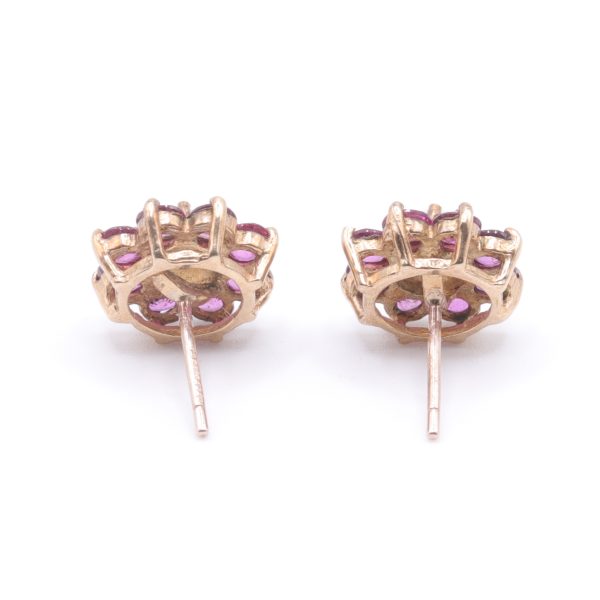 Ruby & Cultured Pearl Cluster Earrings - Image 2